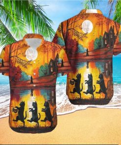 Halloween Walking Cat Hawaiian Shirt Unisex Adult