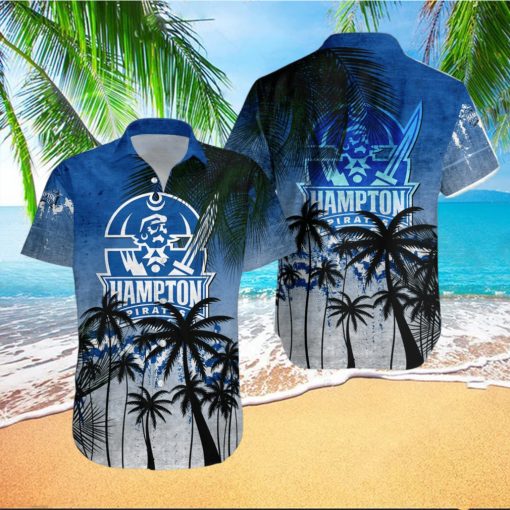 Hampton Pirates Hawaiian Shirt Summer Gift Coconut Tree Tropical Grunge Pattern For NCAA Fans