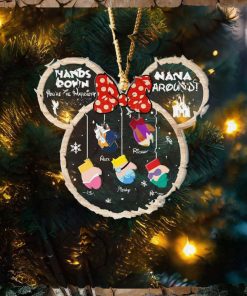 Hands Down, You're The Happiest Nana Around, Gift For Family, Personalized Acrylic Ornament, Cartoon Gloves Ornament, Christmas