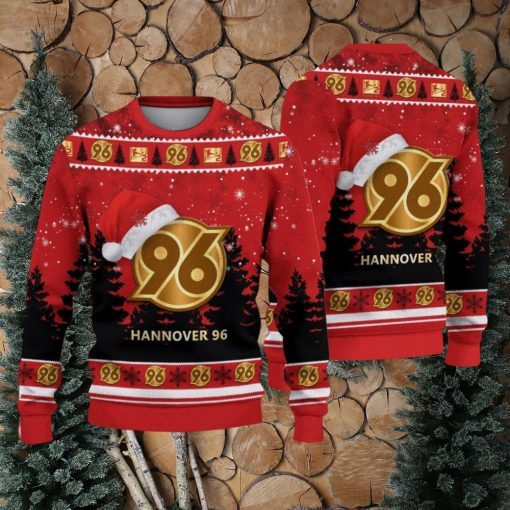 Hannover 96 Logo Wearing Santa Hat Ugly Christmas Sweater Unisex 3D Christmas sweater