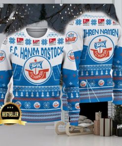 Hansa Rostock Ugly Christmas Sweater Logo Custom Name Gift Fans