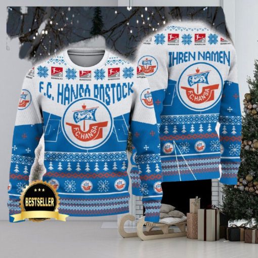 Hansa Rostock Ugly Christmas Sweater Logo Custom Name Gift Fans