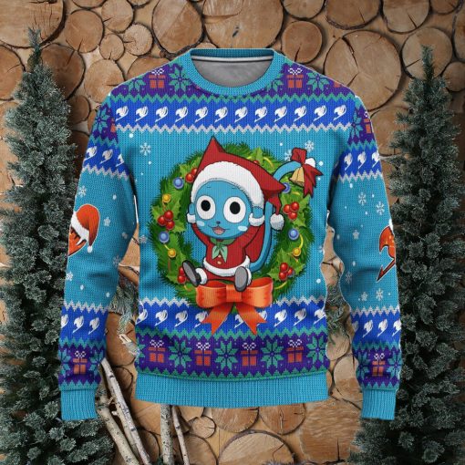 Happy Anime Custom Fairy Tail Xmas Women Mens Ugly Christmas 3D Knitted Sweater