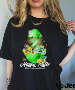 Happy Easter Mental Health Green Ribbon Awareness Flower Egg T Shirt