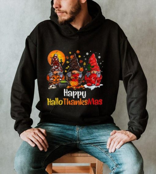 Happy Hallothanksmas Gnomes Halloween Thanksgiving Christmas T Shirt