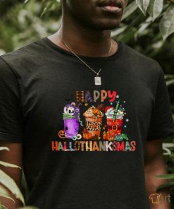 Happy Hallothanksmas Halloween Coffee Latte Thanksgiving T Shirt
