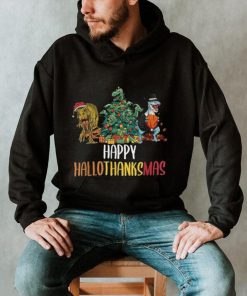 Happy Hallothanksmas Halloween Thanksgiving Christmas Shirt