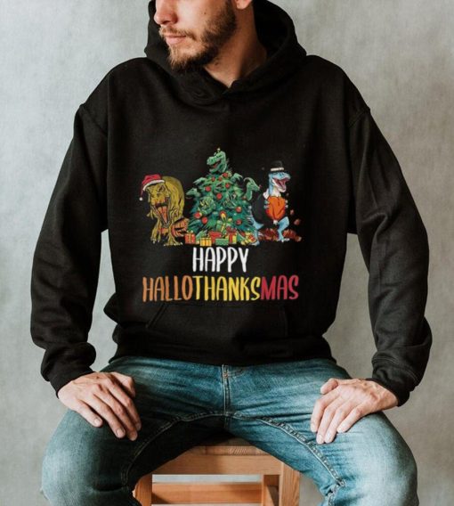 Happy Hallothanksmas Halloween Thanksgiving Christmas Shirt