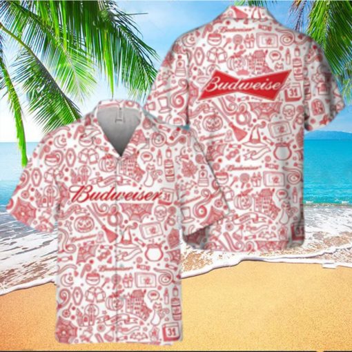 Happy Halloween Doodle Art Budweiser Hawaiian Shirt Beer Lovers Gift