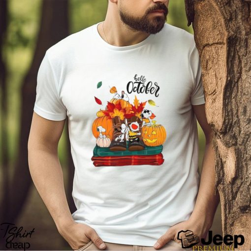 Happy Halloween Snoopy And Charlie Brown Hello October Shirt, Charlie Brown Halloween Pumkin T Shirt, Happy Autumn Snoopy Halloween Shirt