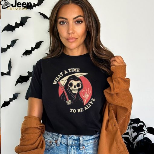 Happy Halloween What a time to be alive the grim reaper draw gift shirt