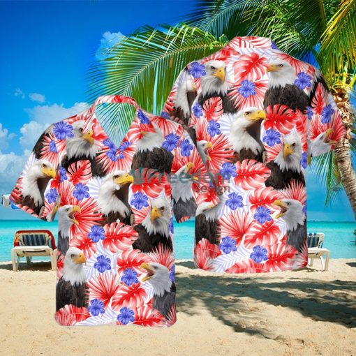 Happy Independence Day Eagles Hawaiian Theme All 3D Printed Hawaiian Shirt