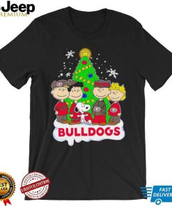 Happy Merry Christmas Peanuts Christmas tree Georgia Bulldogs football logo gift shirt