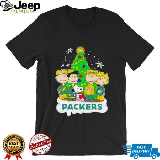 Happy Merry Christmas Peanuts Christmas tree Green Bay Packers football logo gift shirt