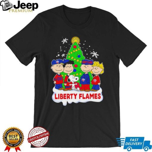 Happy Merry Christmas Peanuts Christmas tree Liberty Flames football logo gift shirt