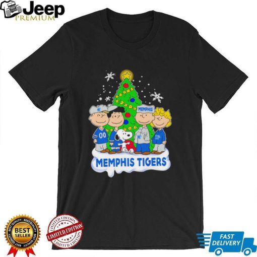 Happy Merry Christmas Peanuts Christmas tree Memphis Tigers football logo gift shirt