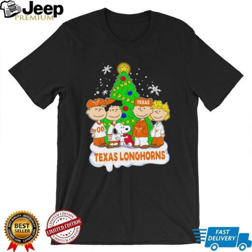 Happy Merry Christmas Peanuts Christmas tree Texas Longhorns football logo gift shirt