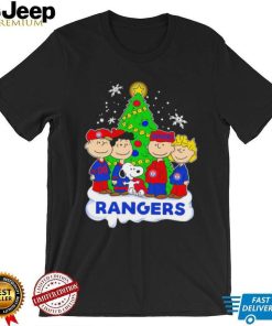 Happy Merry Christmas Peanuts Christmas tree Texas Rangers football logo gift shirt