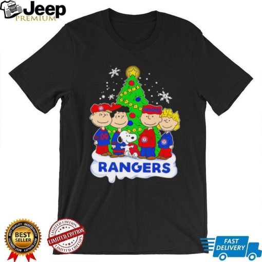 Happy Merry Christmas Peanuts Christmas tree Texas Rangers football logo gift shirt