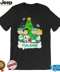 Happy Merry Christmas Peanuts Christmas tree Tulane Green Wave football logo gift shirt