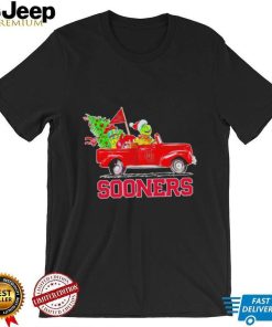 Happy Merry Christmas The Grinch drive a car Oklahoma Sooners football logo flag gift shirt