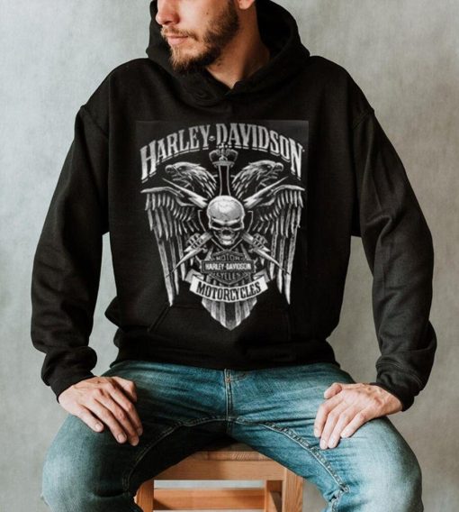 Harley Davidson Men’s Skull Lightning Crest Graphic Long Sleeve Shirt,