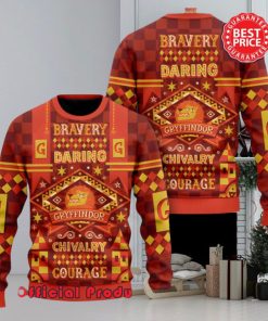 Harry Potter Hogwarts Gryffindor Bravery Daring Chivalry Courage Ugly Christmas Sweater