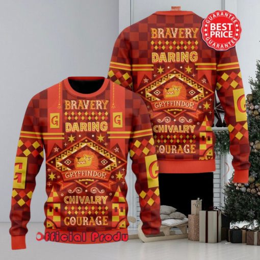 Harry Potter Hogwarts Gryffindor Bravery Daring Chivalry Courage Ugly Christmas Sweater