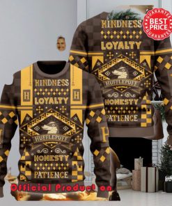 Harry Potter Hogwarts Hufflepuff Kindness Loyalty Honesty Patience Ugly Christmas Sweater