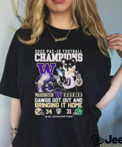 Harry The Husky Washington Huskies Dawgs Got Out And Bring It Home 2023 Pac 12 Football Champions Shirt