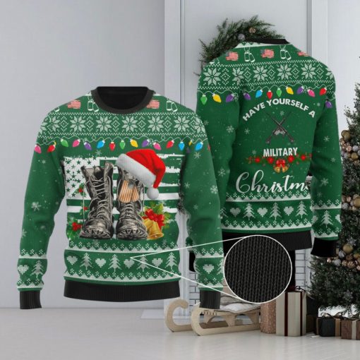 Have Yourself A Military Christmas Combat Boots Ugly Christmas Sweater Unisex 3D Sweater Christmas Gift