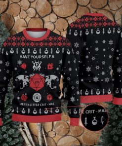 Have Yourself a Little Crit Mas Dungeons & Dragons D20 Wool Dnd Knit Gift Ugly Christmas Sweater For Men And Women