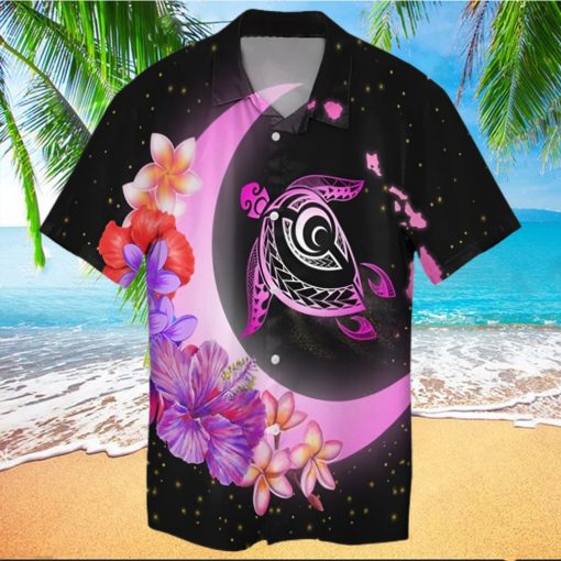 Hawaii Map Moon Star Turtle Plumeria Hibiscus Hawaiian Shirt