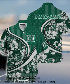 Hawaii Rainbow Warriors NCAA US Flag Flower 3D All Over Printed Hawaiian Shirt