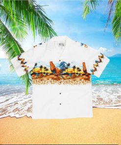 Hawaii Rooster White Cotton Poplin Men s Hawaiian Shirt