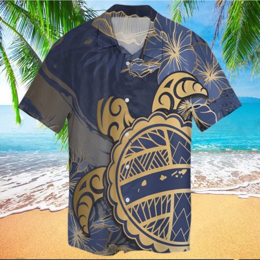 Hawaii Turtle Hibiscus Gold Hawaiian Shirt   Kyn Style