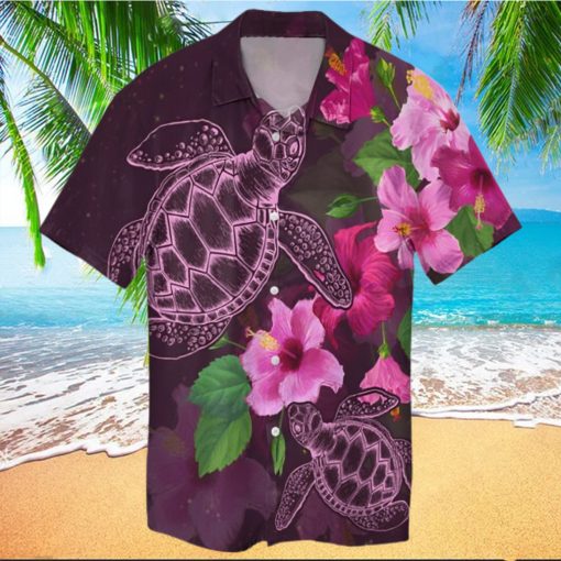 Hawaii Turtle Hibiscus Pink Simple Hawaiian Shirt