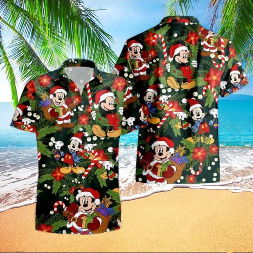 Hawaiian Disney Christmas Tropical Festive Mickey Holiday Shirt