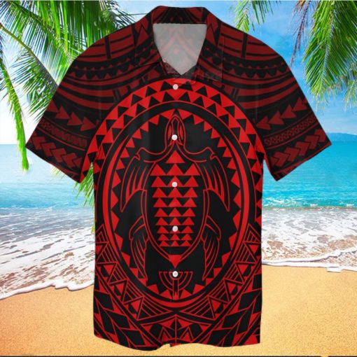 Hawaiian Kakau Honu Arc Polynesian Red Hawaiian Shirt