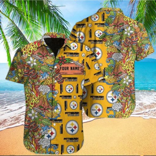 Hawaiian Rainforest Tiki Bar Texture Pittsburgh Steelers Nfl Hawaiian Shirt