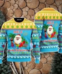 Hawaiian Santa Claus Mele Kalikimaka Sunset Christmas Unisex Ugly Sweater
