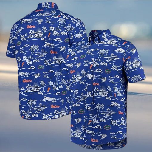 Hawaiian Shirt Blue Beach Tropical Leaves Florida Gators Gift