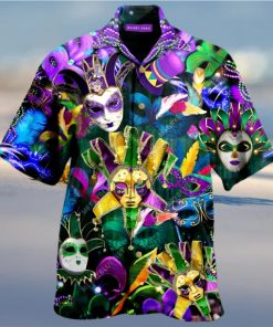 Hawaiian Shirt Medium Mardi Gras Masks Summer Shirt