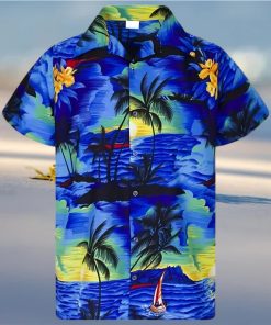 Hawaiian Shirt Mens Coconut Tree Print Beach Vacation Aloha Party