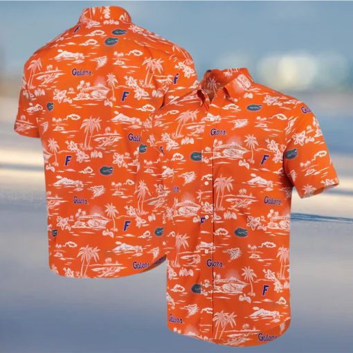 Hawaiian Shirt Orange Beach Tropical Leaves Florida Gators Gift