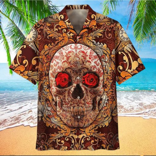 Hawaiian Shirts With Skull  Rose Skull Hawaii Shirt  Floral Skull Hawaiian Shirts