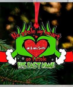 He Stole My Heart So I Stole His Last Name, Personalized Acrylic Ornament