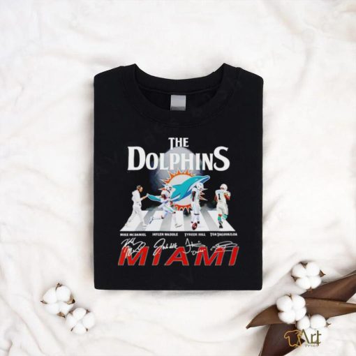 The Dolphins Abbey Road Mike McDaniel Jaylen Waddle Tyreek Hill signatures shirt