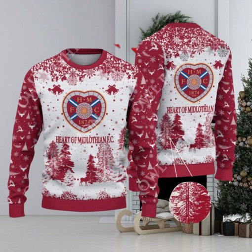 Heart of Midlothian F.C. SPFL Scottish Snow Fall Pine Ugly sweater