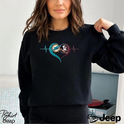 Heartbeat Miami Dolphins And Florida State Seminoles shirt